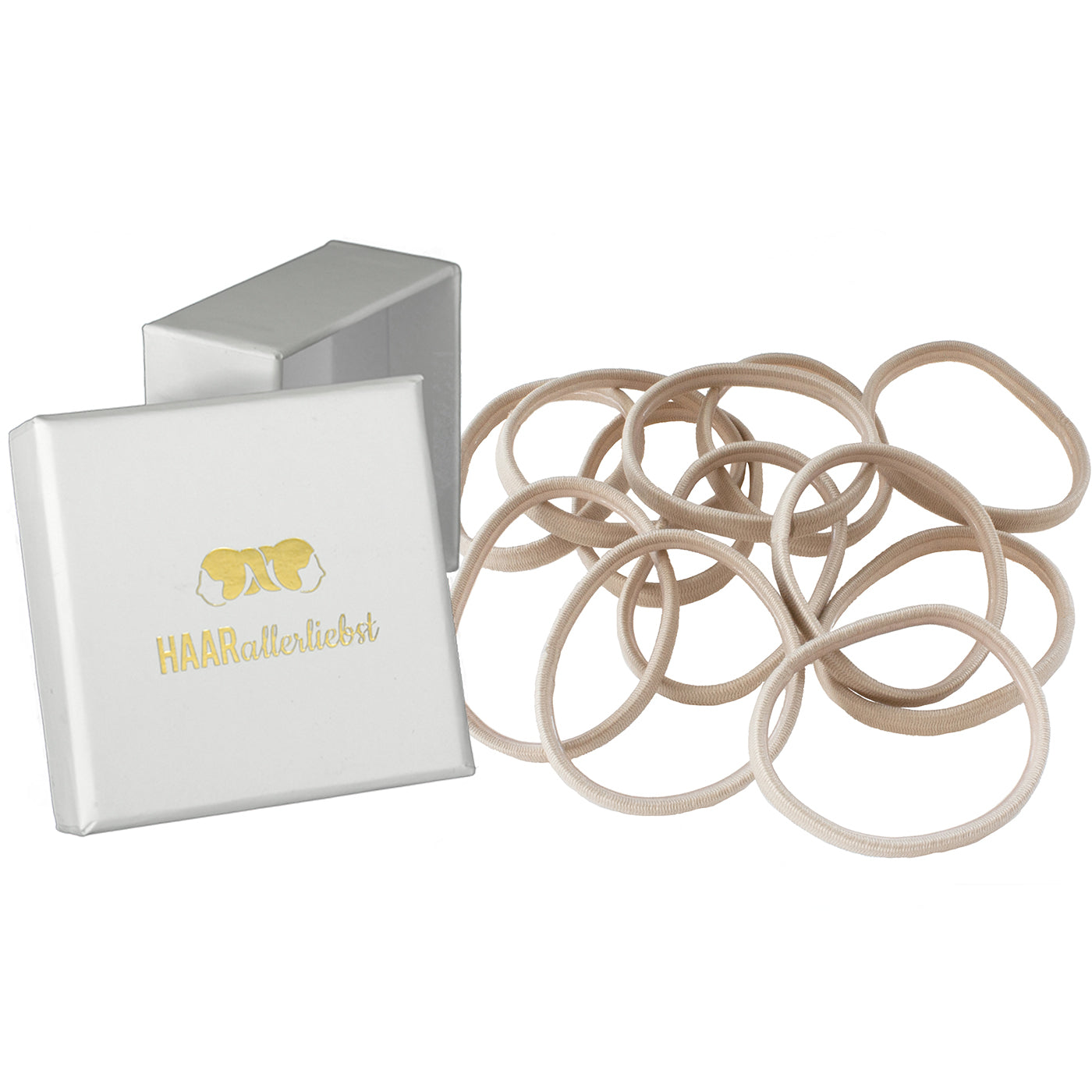 Haargummis mit Gummihaftung (beige | 12 Stück | 5mm breit) - HAARallerliebst