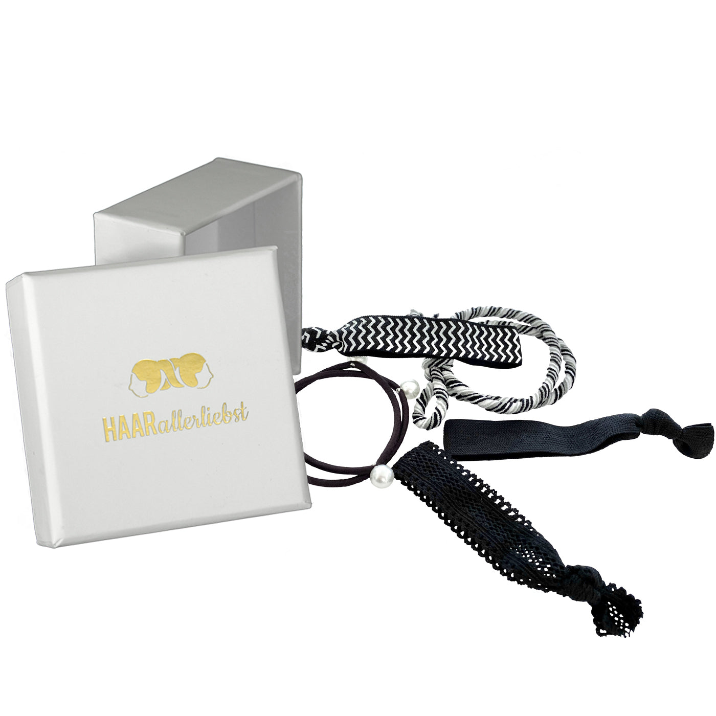 Haargummis Armbänder (weiss schwarz | 5 Stück) - HAARallerliebst