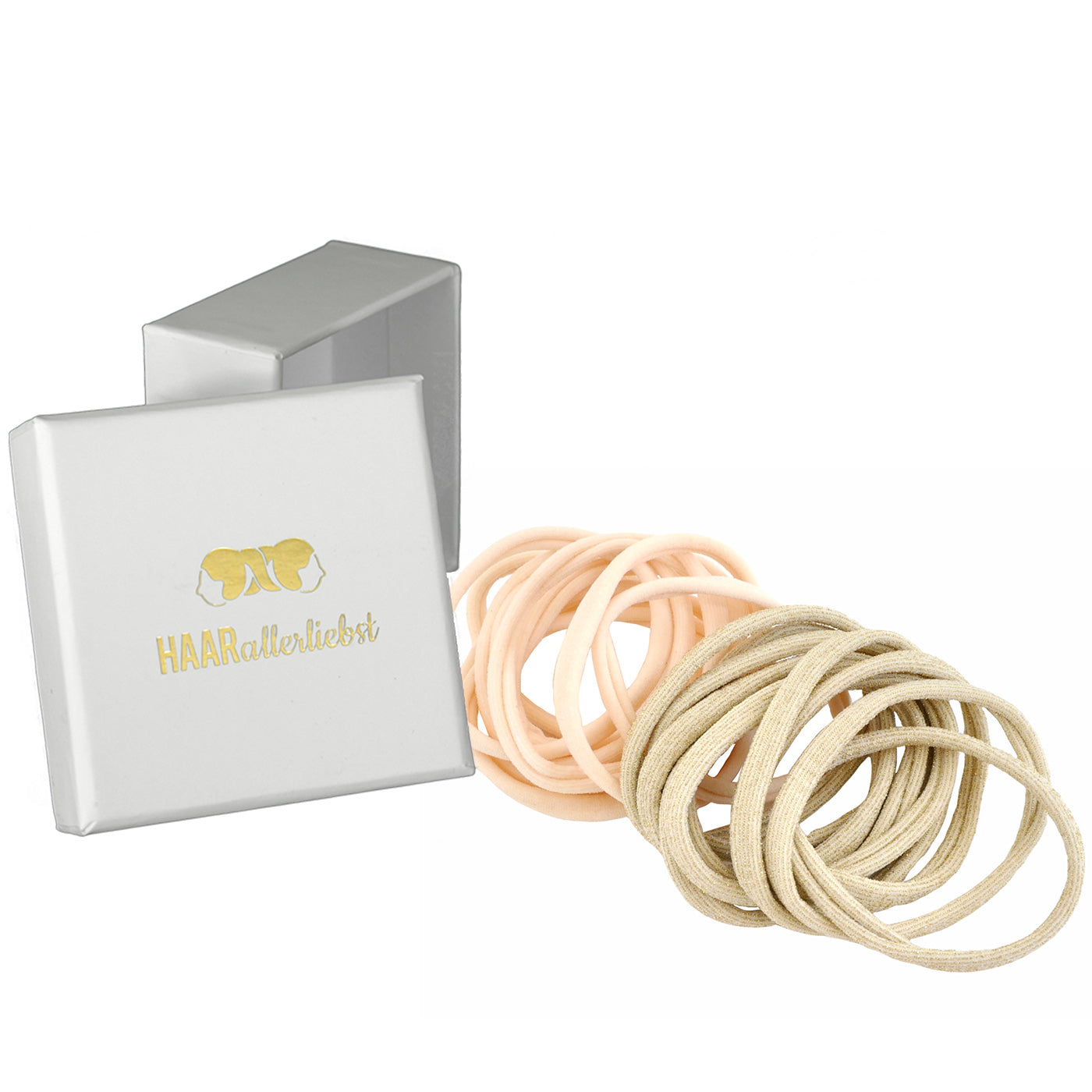 Haargummis weich (gold und hautfarbe | 20 Stück | 5cm) - HAARallerliebst
