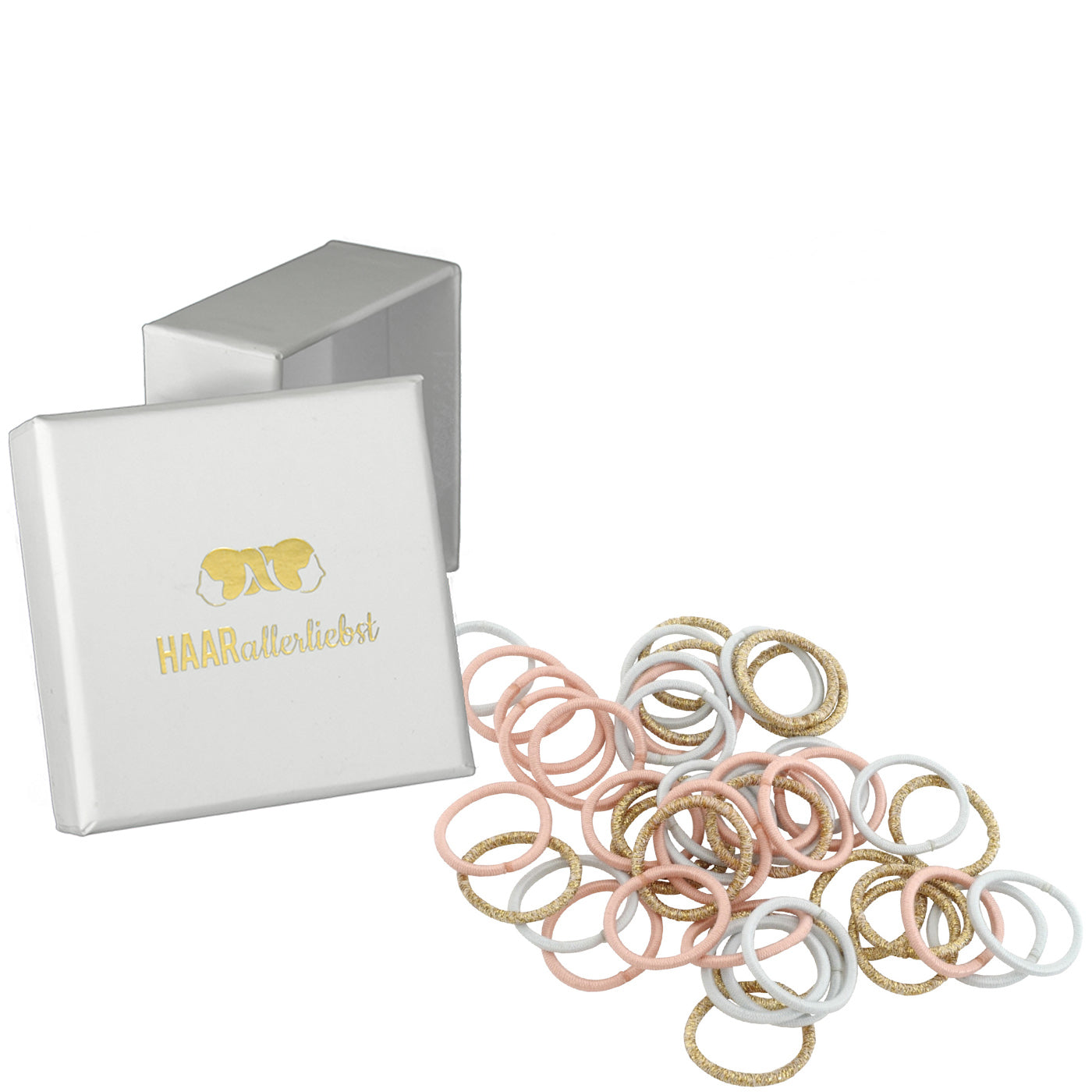 Haargummis dünn mini (rosa hellblau gold | 45 Stück | 2cm) - HAARallerliebst
