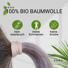 Haarallerliebst Haargummi Damen 12er Set – Haargummis soft ohne Metall aus Bio-Baumwolle & Naturkautschuk – Zopfgummi dunkelbraun für starken Halt – Schonend zu Haar & Umwelt - HAARallerliebst