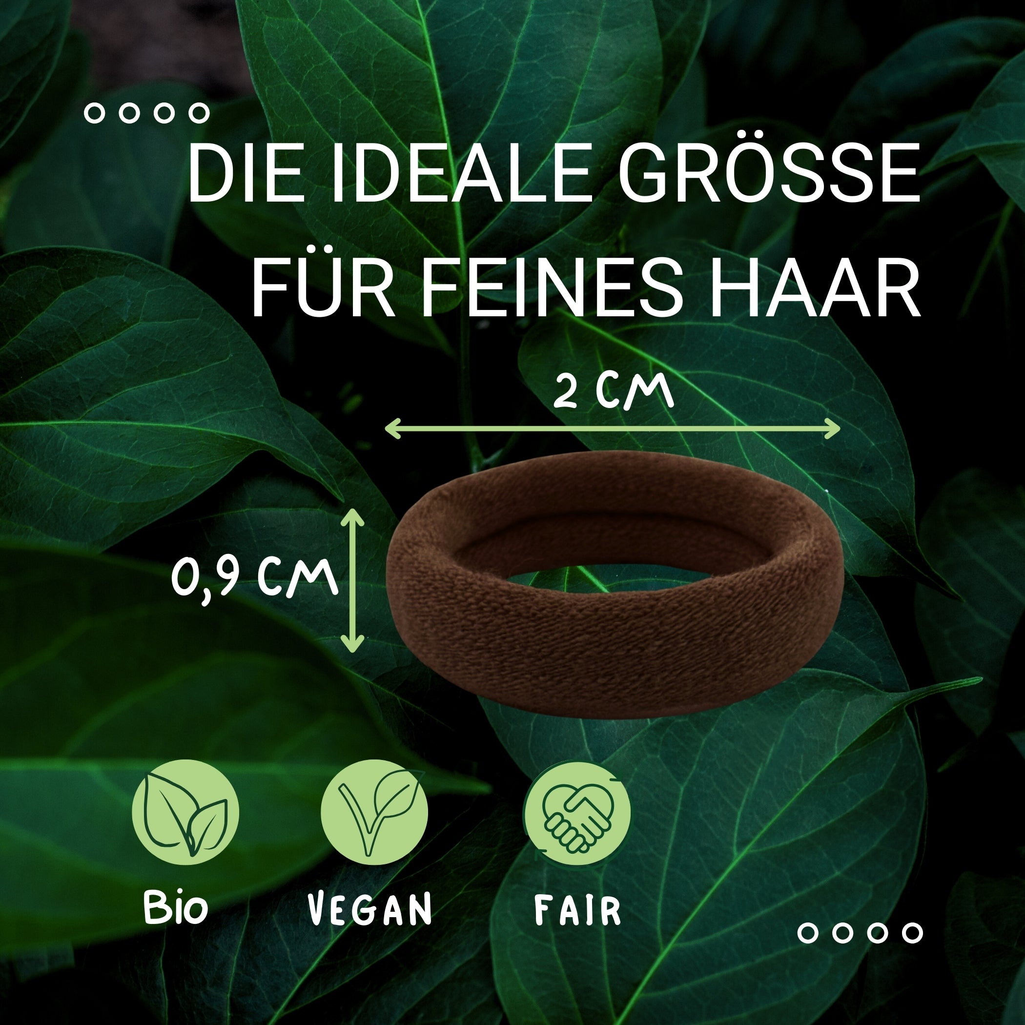 Haarallerliebst Haargummi Damen 12er Set – Haargummis soft ohne Metall aus Bio-Baumwolle & Naturkautschuk – Zopfgummi dunkelbraun für starken Halt – Schonend zu Haar & Umwelt - HAARallerliebst