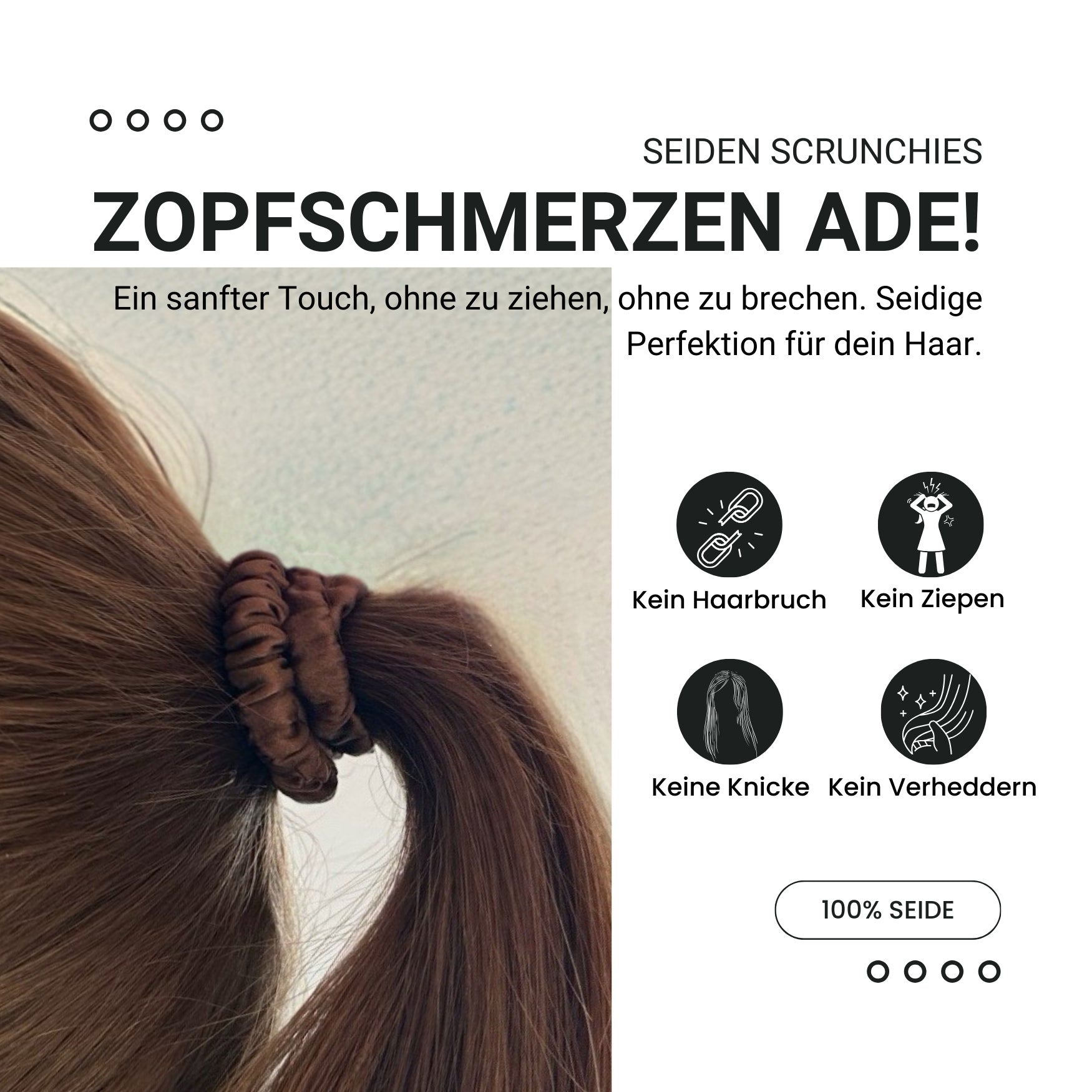 Scrunchies Seide braun (dünn | 4 Stück) - HAARallerliebst
