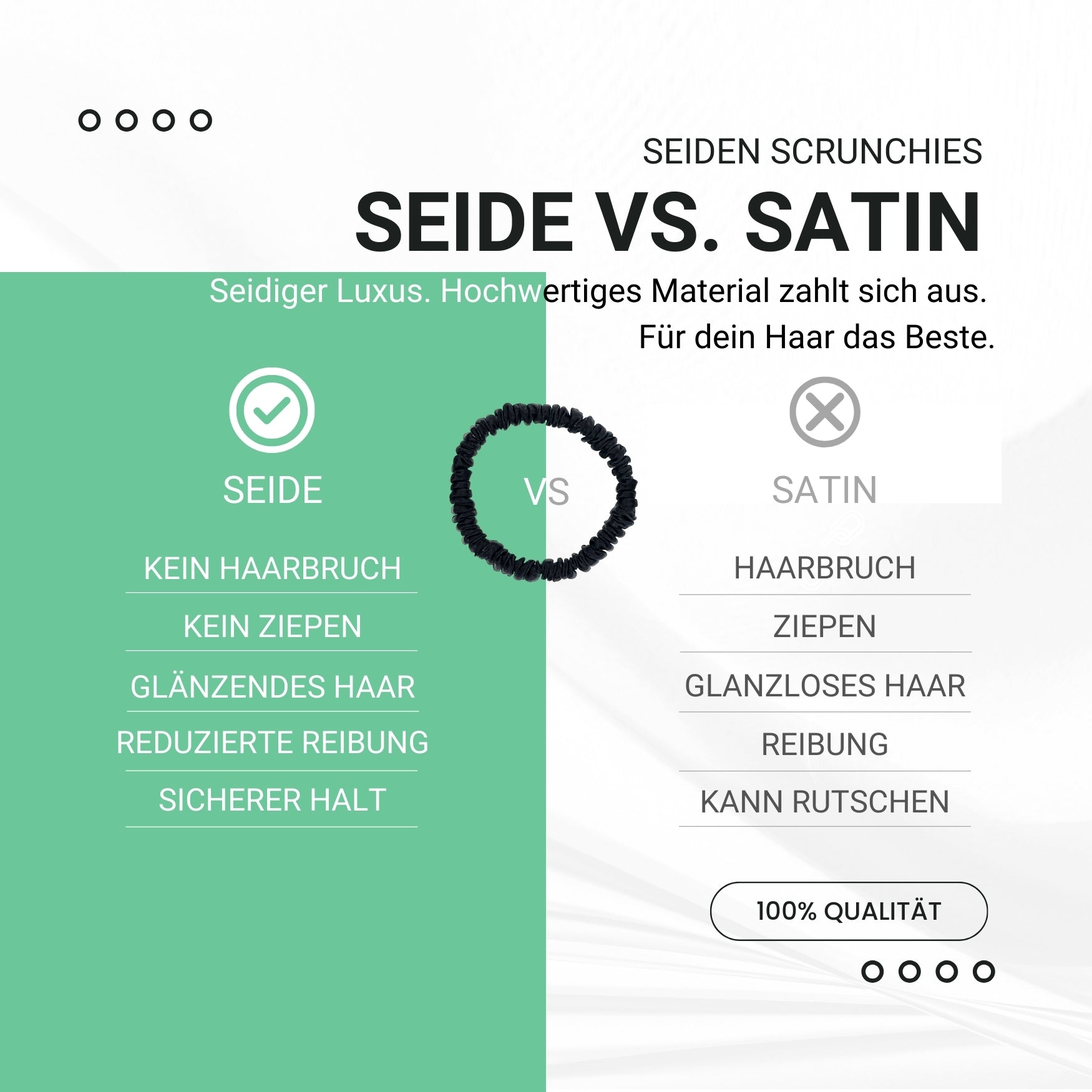 Seiden Scrunchies schwarz (dünn | 4 Stück) - HAARallerliebst