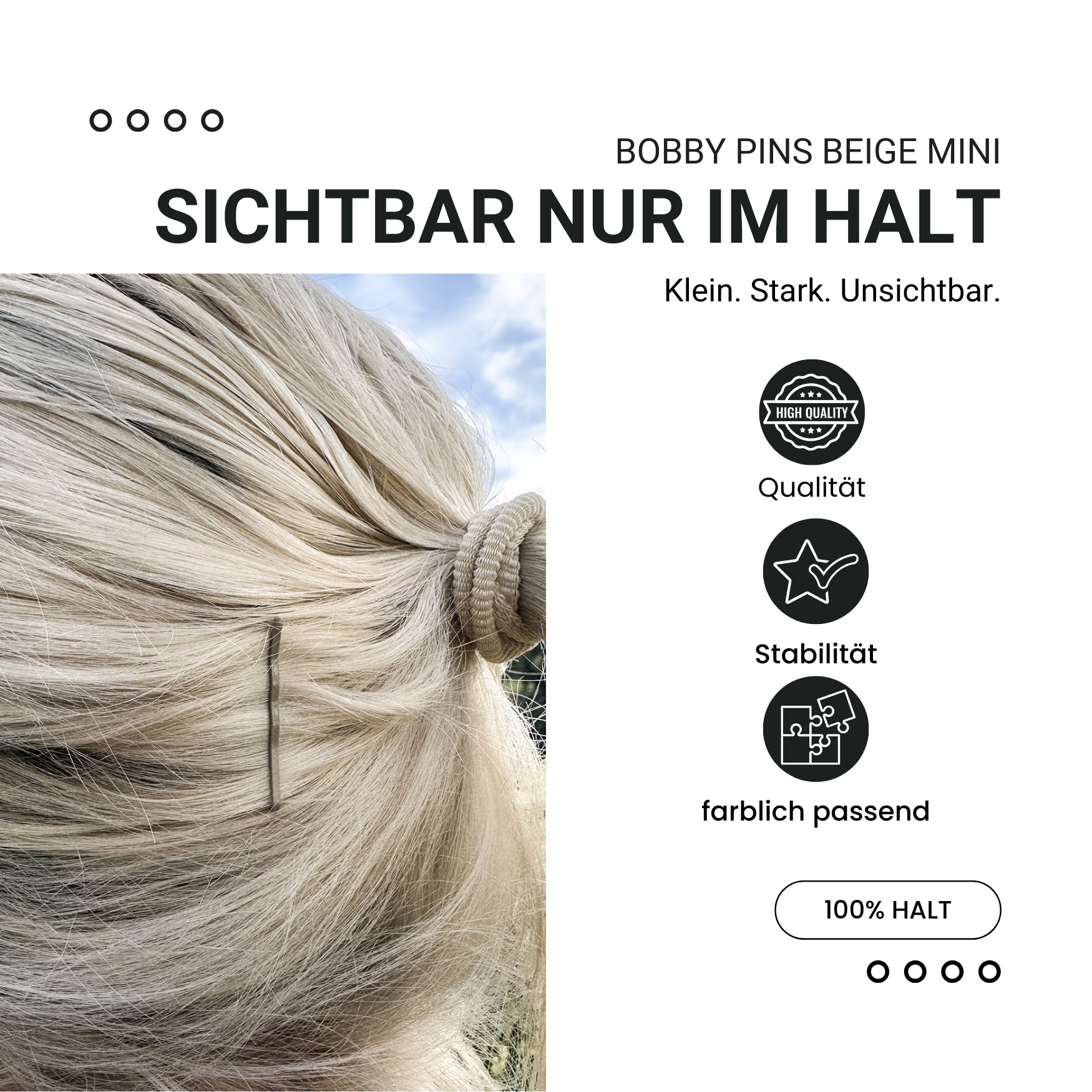 Bobby Pins mini (beige | 50 Stück | 34mm) - HAARallerliebst