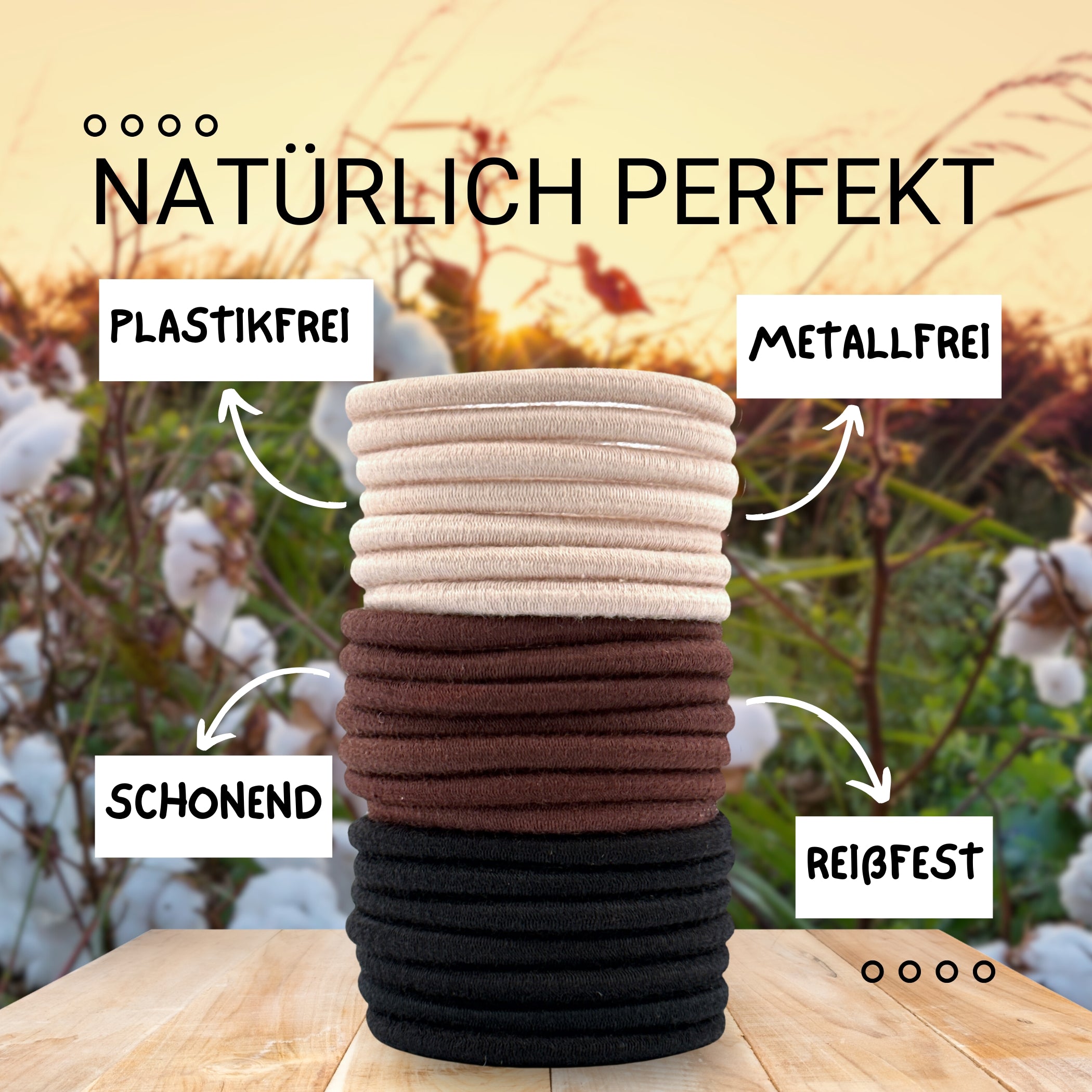 Haarallerliebst Haargummi Damen 18er Set – Haargummis ohne Metall aus Bio-Baumwolle & Naturkautschuk - HAARallerliebst