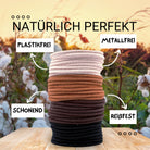 Haarallerliebst Haargummi Damen 30er Set – Haargummis soft ohne Metall aus Bio-Baumwolle & Naturkautschuk – Zopfgummi schwarz hellbraun dunkelbraun beige für starken Halt – Schonend zu Haar & Umwelt - HAARallerliebst
