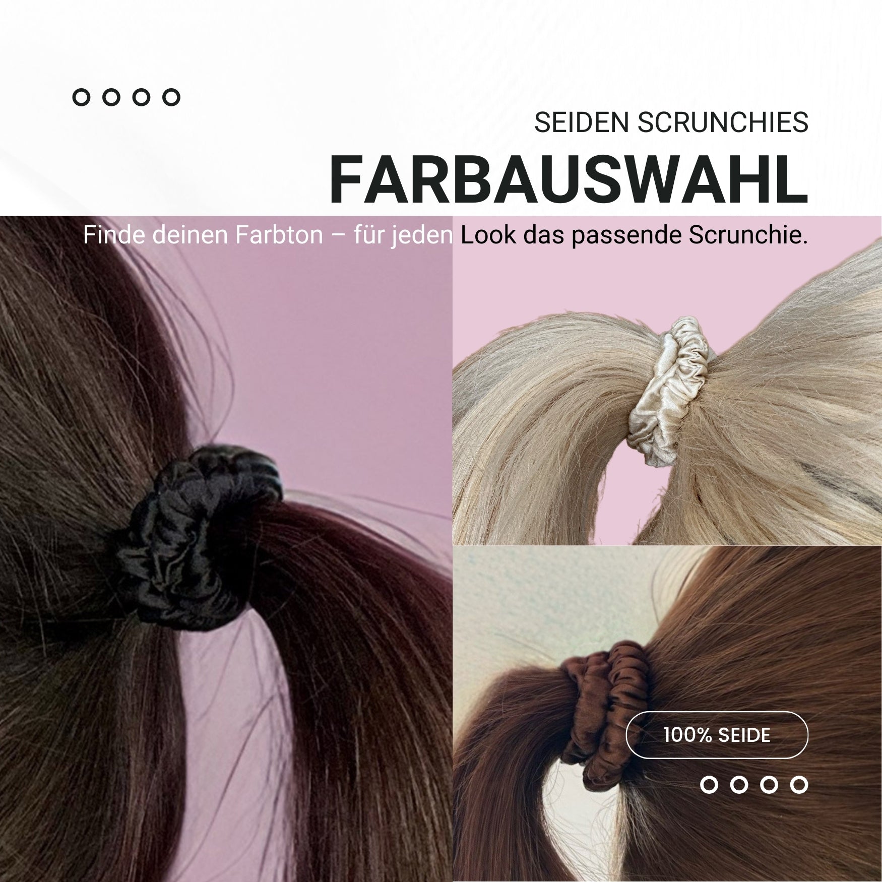Seiden Scrunchies braun schwarz beige (dünn | 4 Stück) - HAARallerliebst