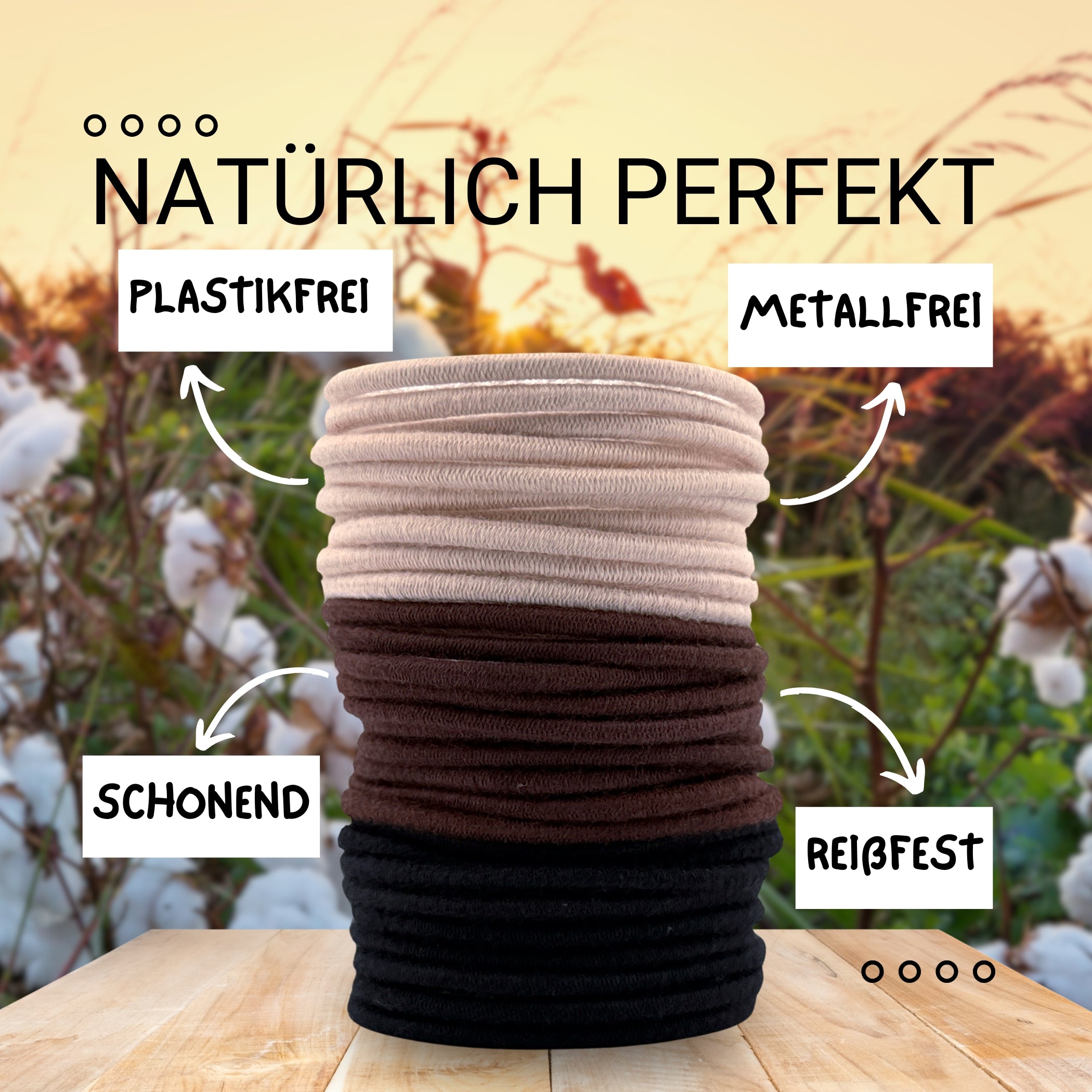 Haarallerliebst Haargummi Damen 30er Set – Haargummis soft ohne Metall aus Bio-Baumwolle & Naturkautschuk - HAARallerliebst