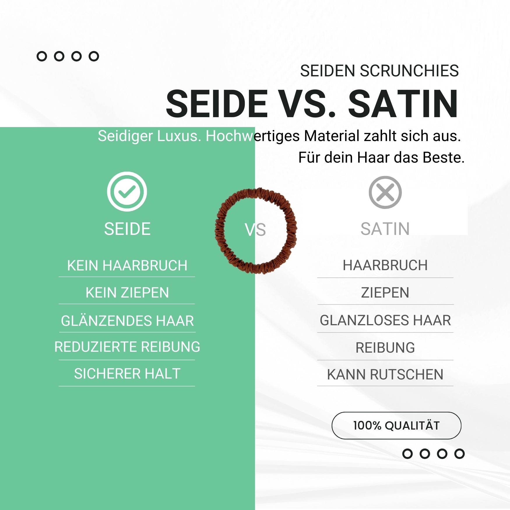 Scrunchies Seide braun (dünn | 4 Stück) - HAARallerliebst