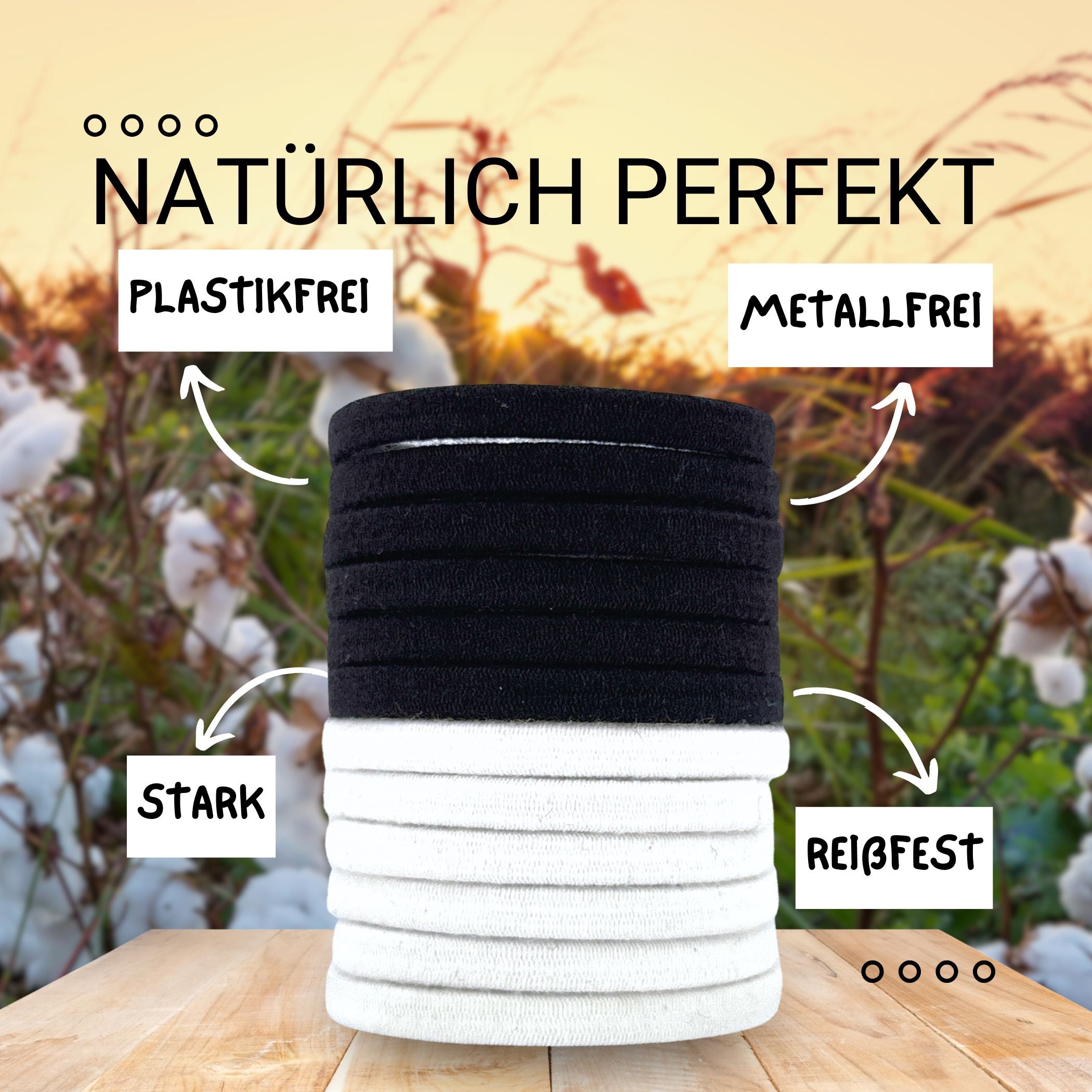 Haarallerliebst Haargummi Damen 12er Set – Haargummis flach ohne Metall aus Bio-Baumwolle & Naturkautschuk - HAARallerliebst