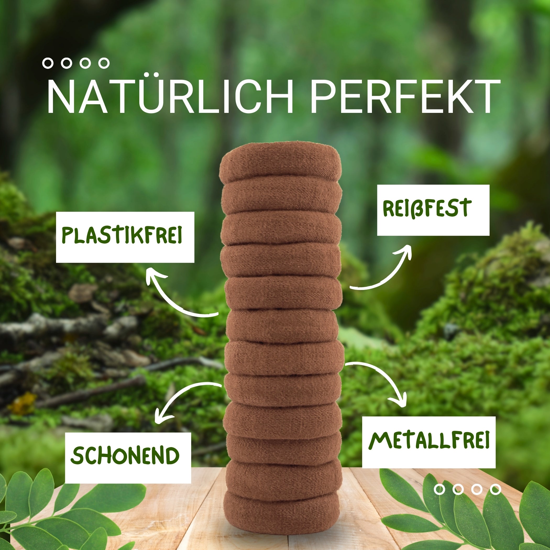 Haarallerliebst Haargummi Damen 12er Set – Haargummis soft ohne Metall aus Bio-Baumwolle & Naturkautschuk – Schonend zu Haar & Umwelt - HAARallerliebst