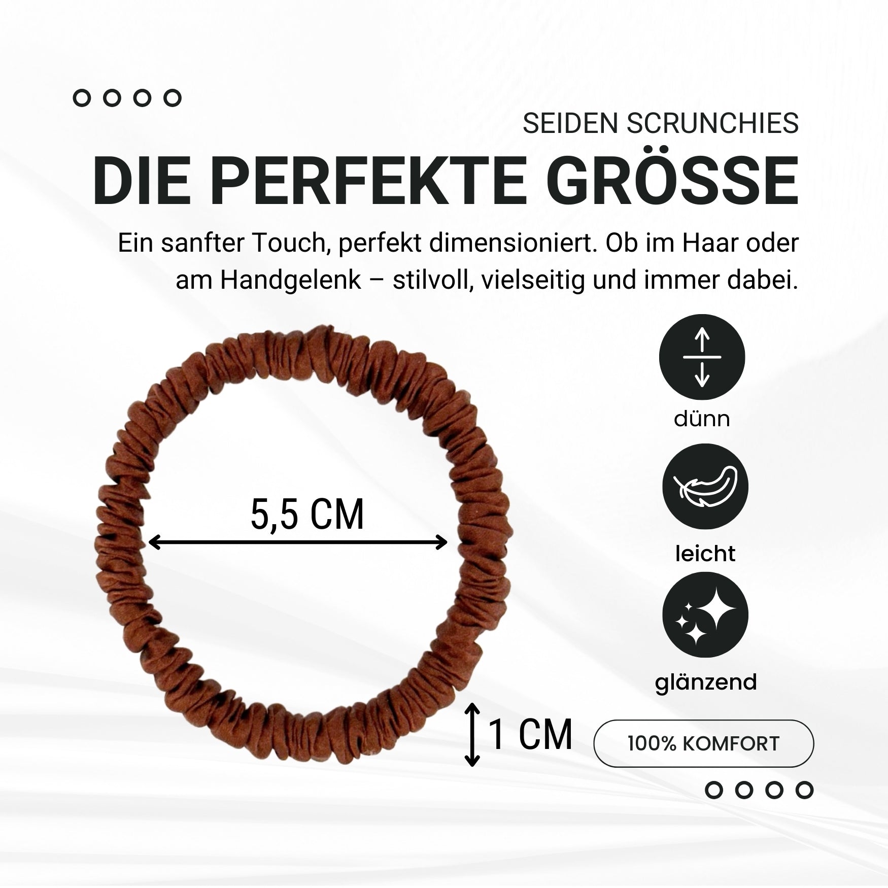 Scrunchies Seide braun (dünn | 4 Stück) - HAARallerliebst