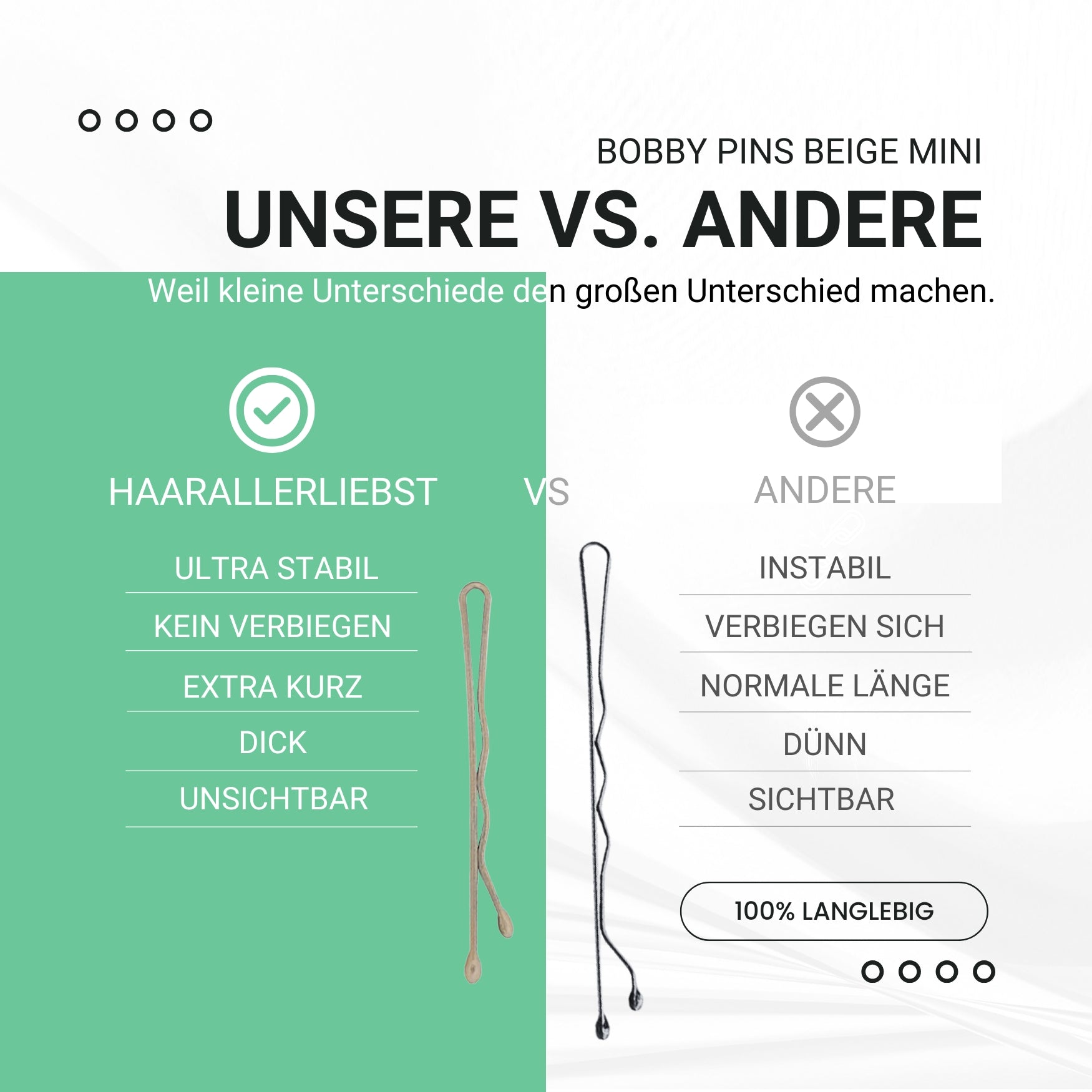 Bobby Pins mini (beige | 50 Stück | 34mm) - HAARallerliebst