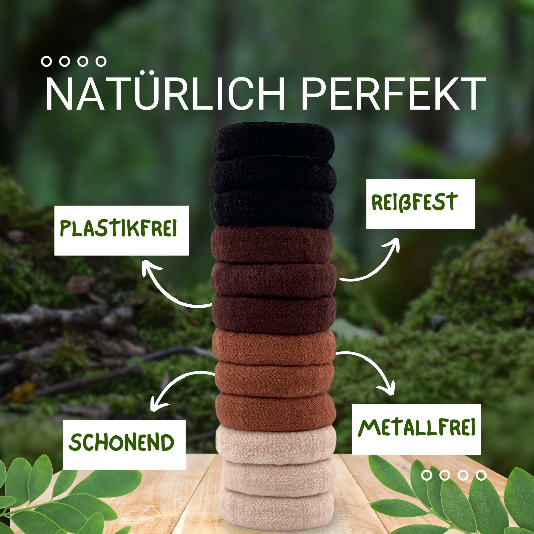 Haarallerliebst Haargummi Damen 12er Set – Haargummis soft ohne Metall aus Bio-Baumwolle & Naturkautschuk – Schonend zu Haar & Umwelt - HAARallerliebst