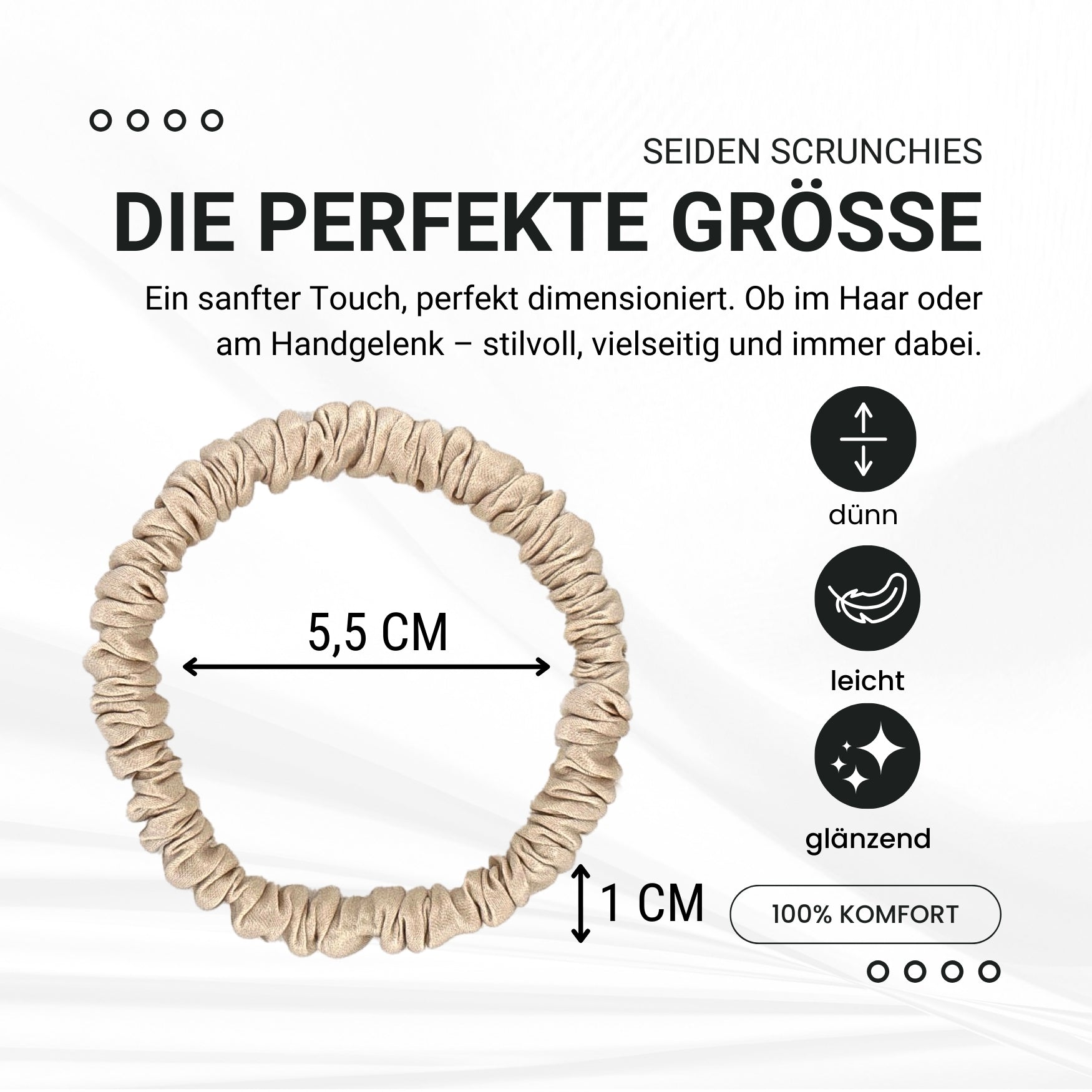 Scrunchies Seide beige (dünn | 4 Stück) - HAARallerliebst