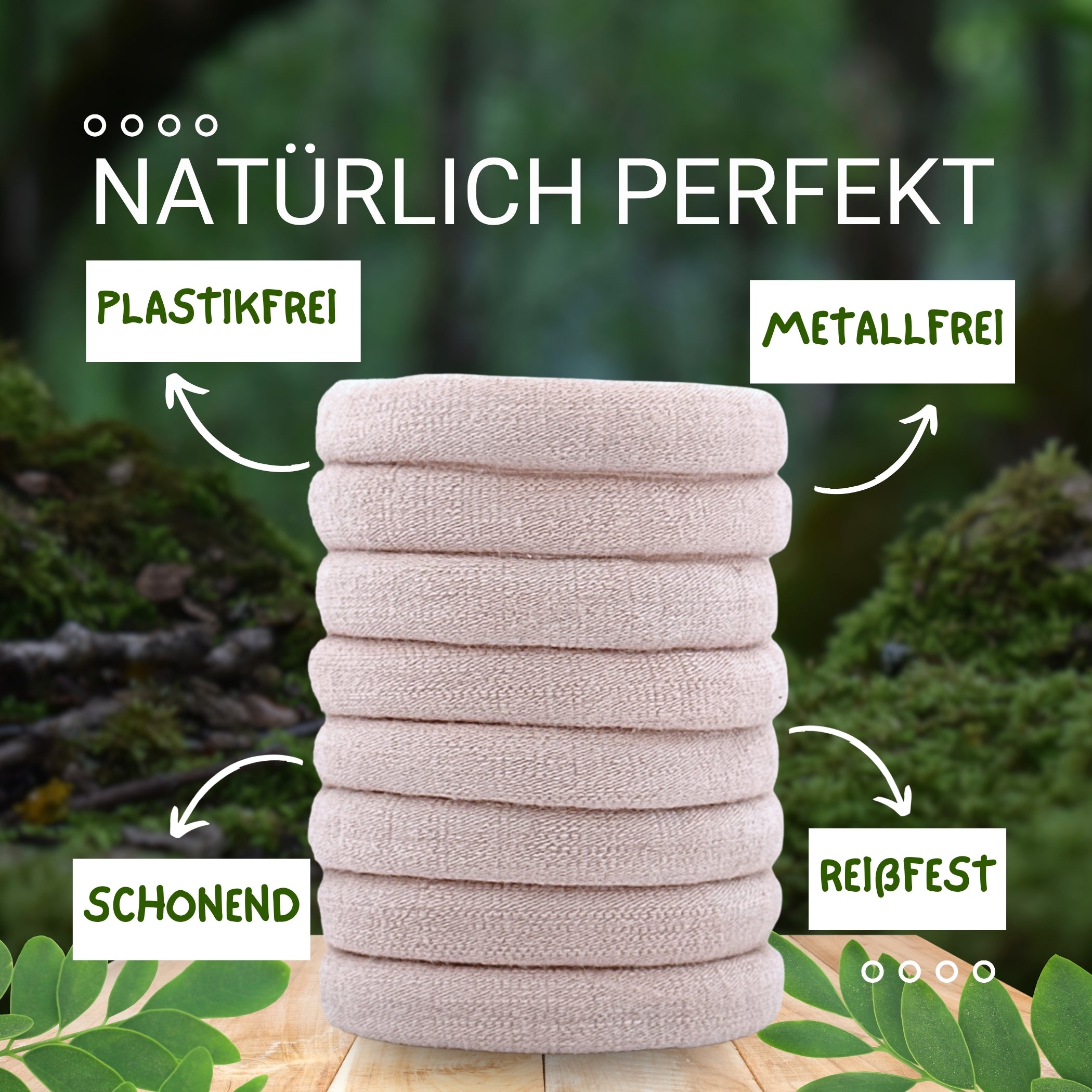 Haarallerliebst Haargummi Damen 8er Set – Haargummis soft ohne Metall aus Bio-Baumwolle - HAARallerliebst