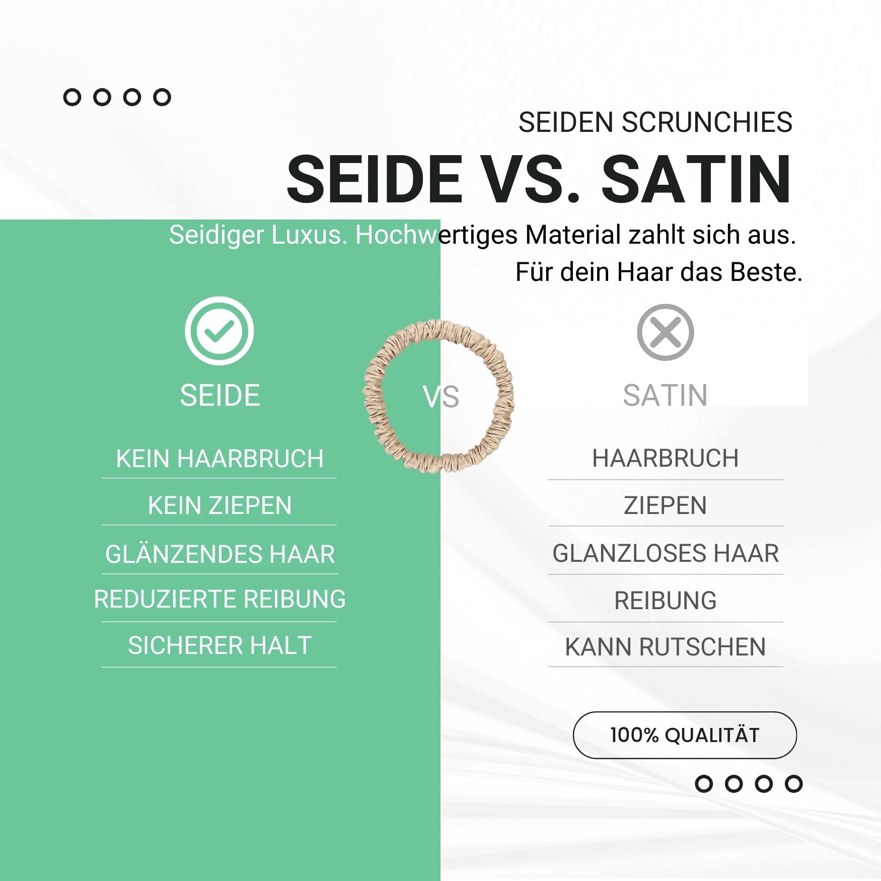 Seiden Scrunchies braun schwarz beige (dünn | 4 Stück) - HAARallerliebst