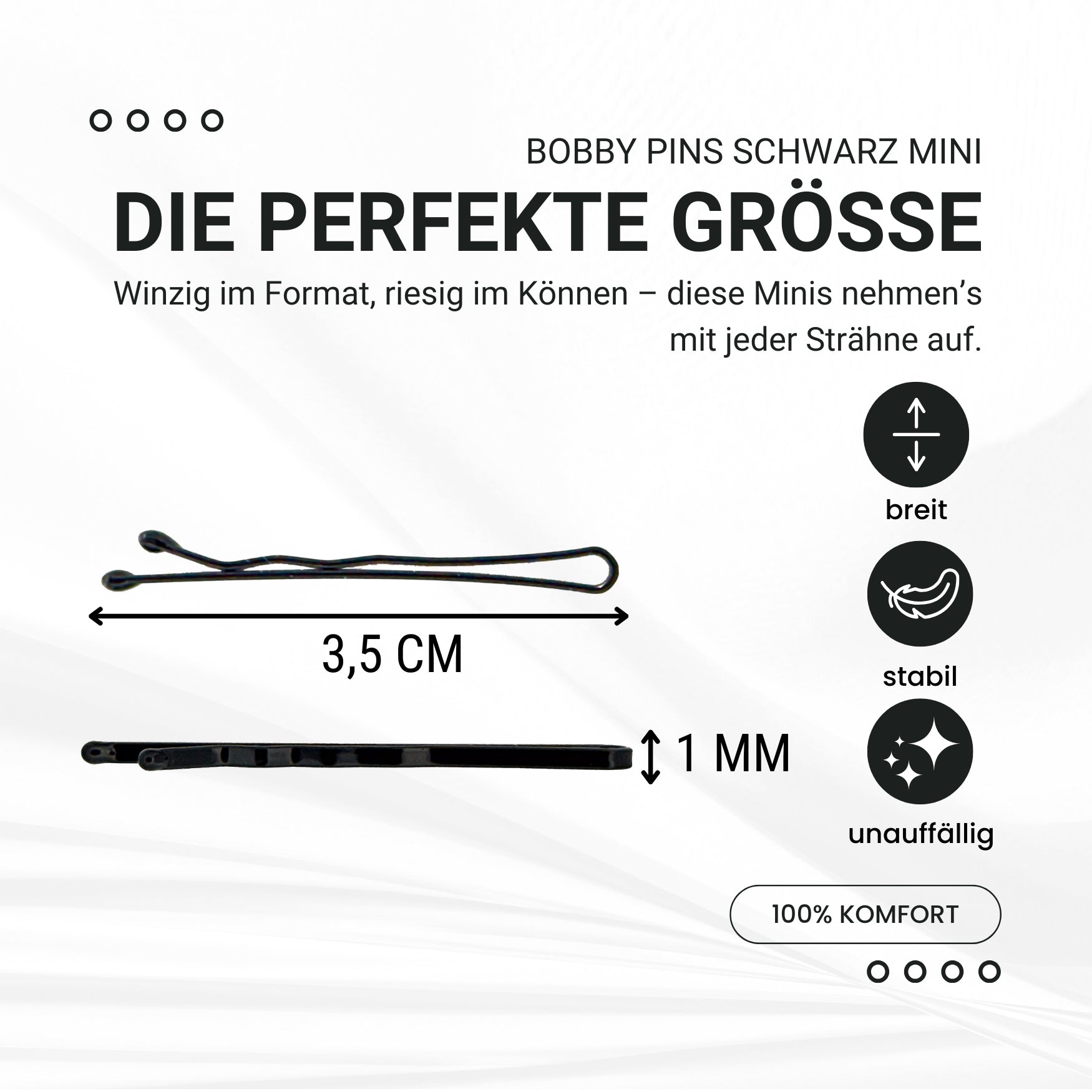 Mini Bobby Pins (schwarz | 50 Stück | 34mm) - HAARallerliebst