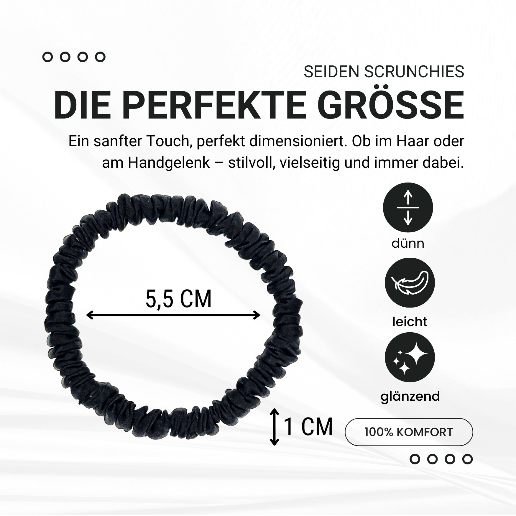 Seiden Scrunchies braun schwarz beige (dünn | 4 Stück) - HAARallerliebst