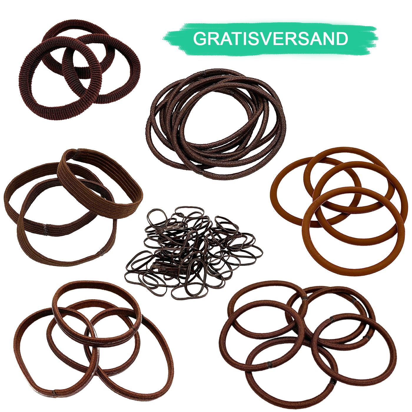 Test Haargummi Set braun (78 Stück | 7 Sorten) - HAARallerliebst