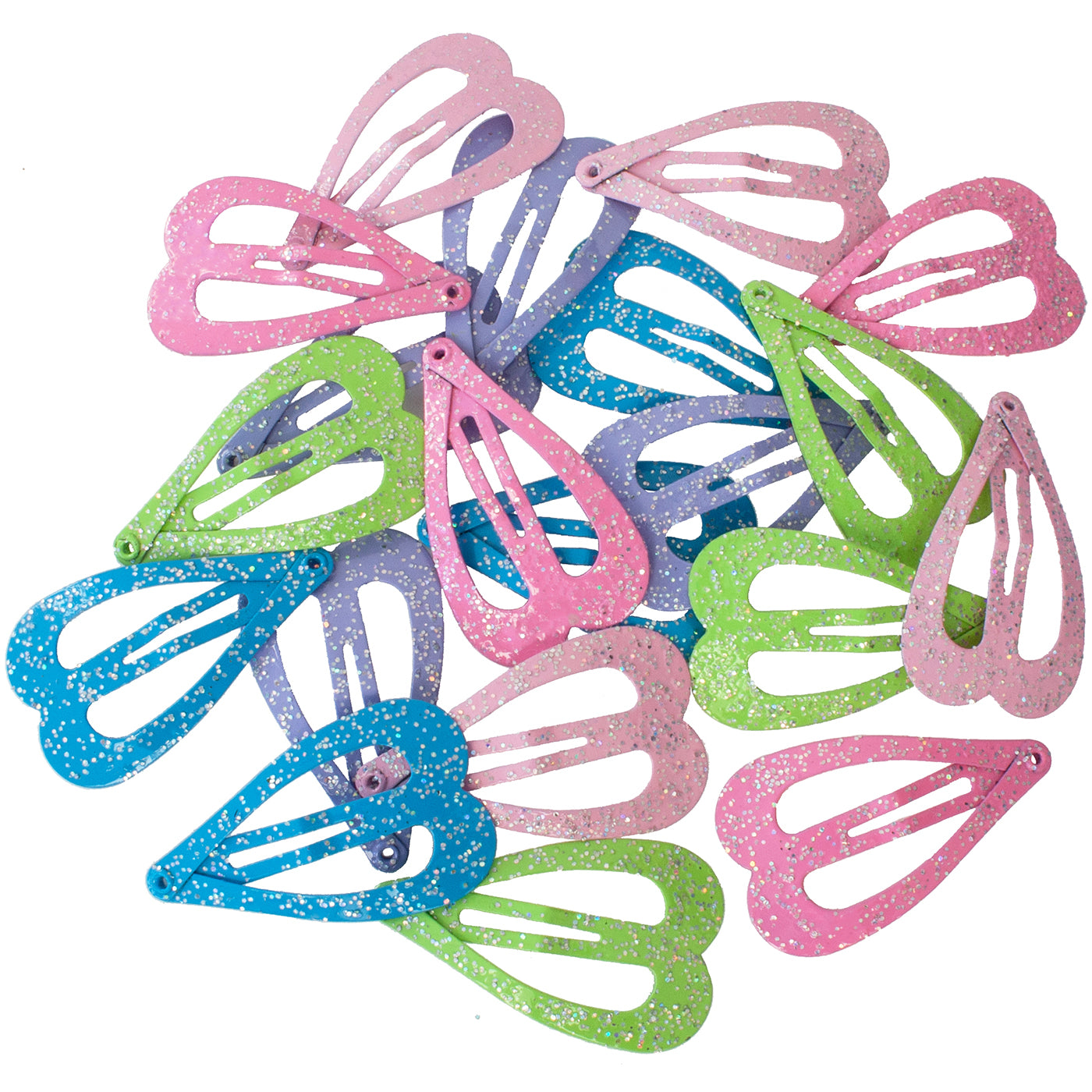 Haarspange Herzen (20 Stück | Glitzer | 36mm) draufsicht - HAARallerliebst