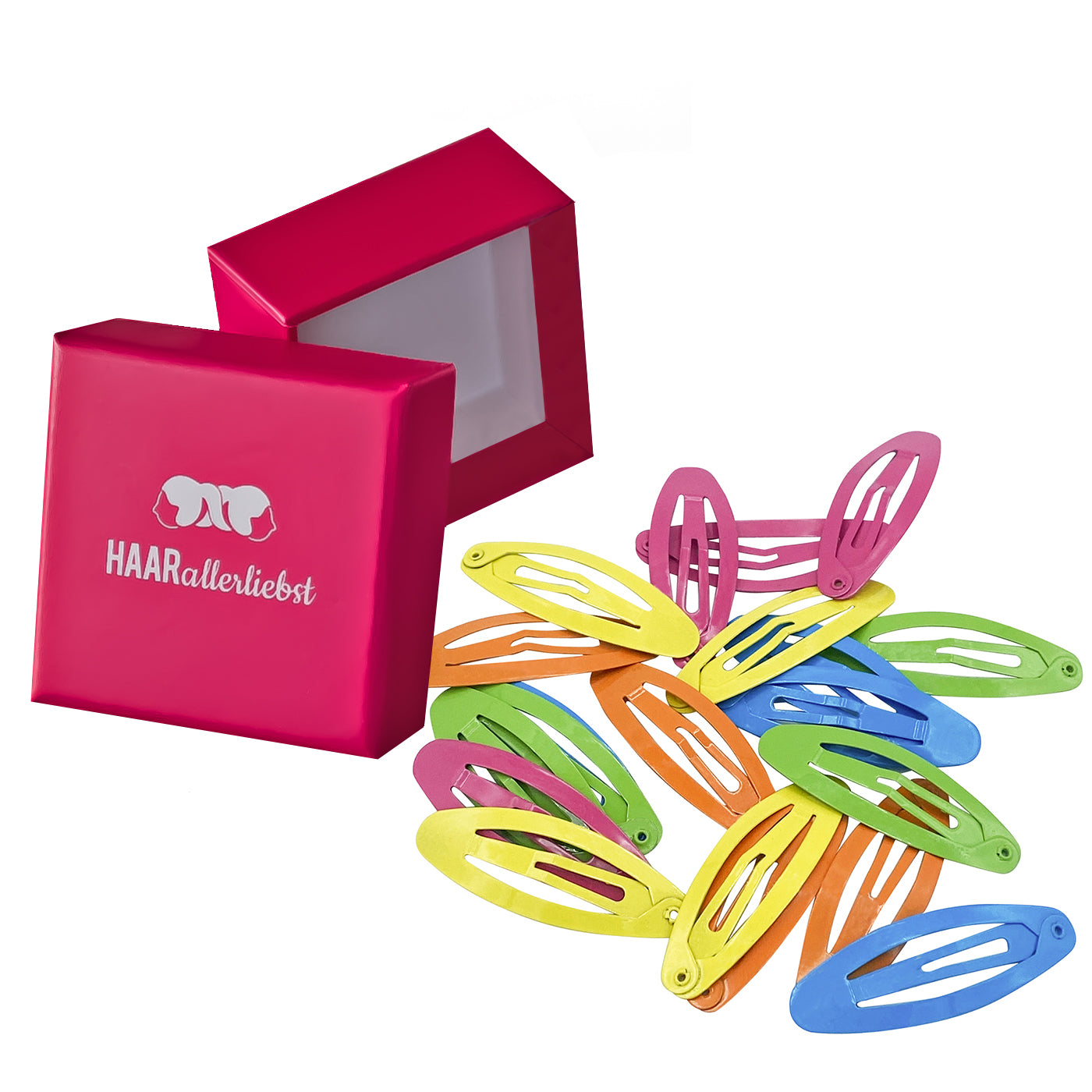 Haarspangen Oval (20 Stück | bunt | 48mm) in pinker Box - HAARallerliebst