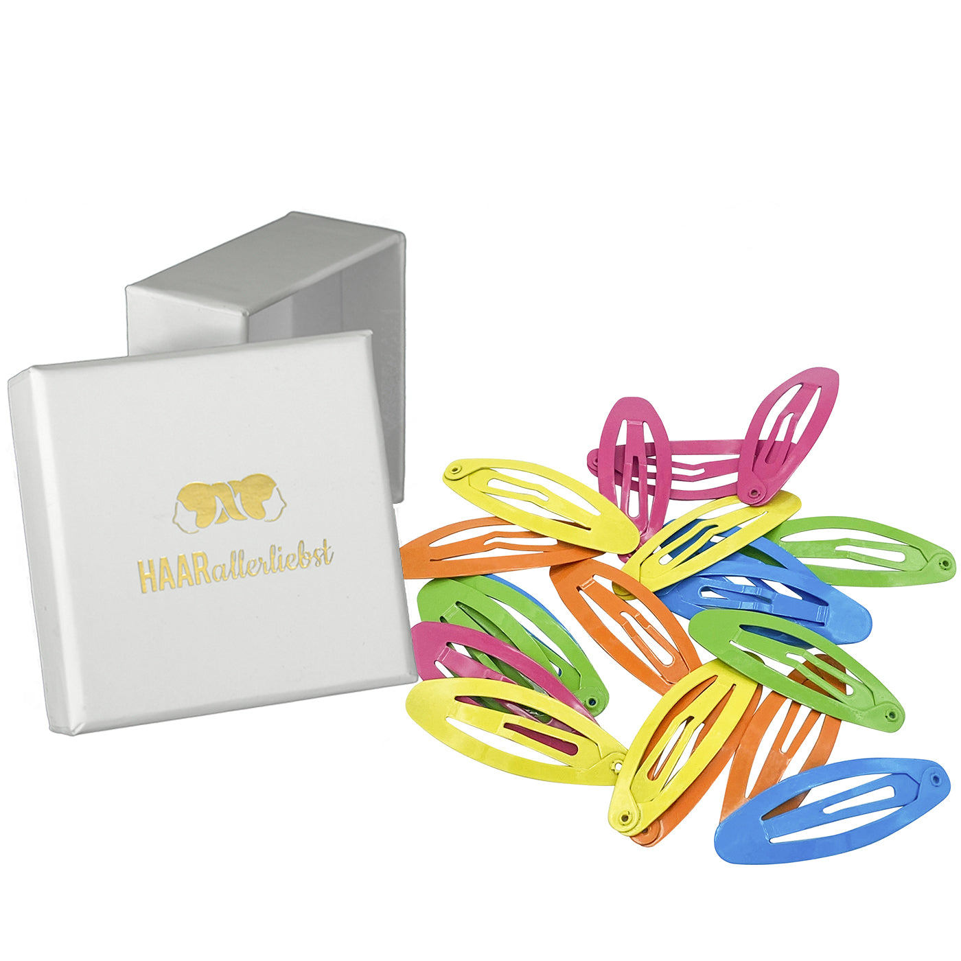 Haarspangen Oval (20 Stück | bunt | 48mm) in weisser Box - HAARallerliebst