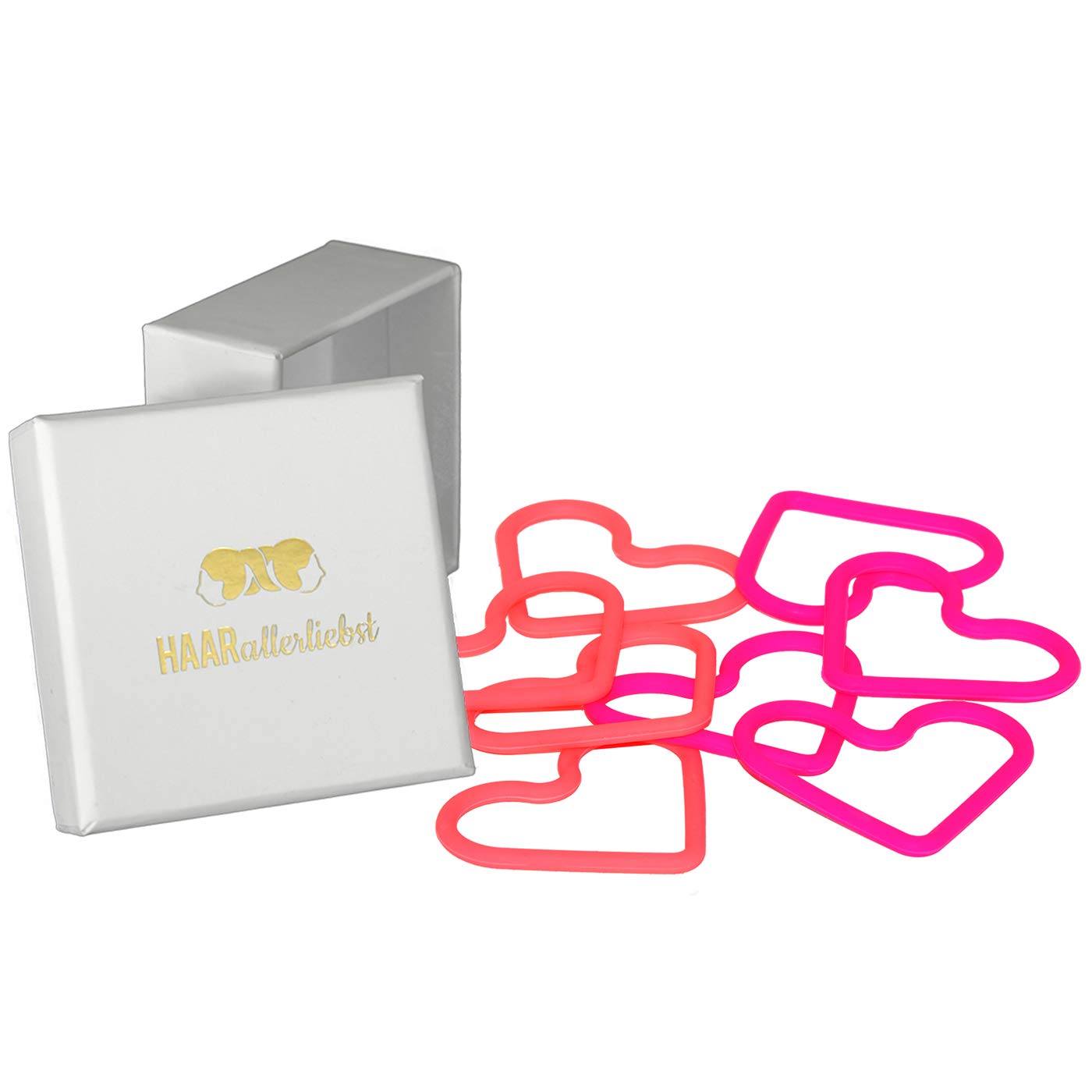 Silikon Haargummis Herzen (Pink Coralle | 8 Stück) extra starker Halt - HAARallerliebst