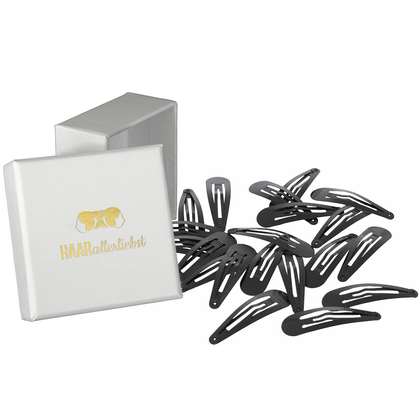 Haarspangen geriffelt (schwarz | 20 Stück | 49mm) - HAARallerliebst