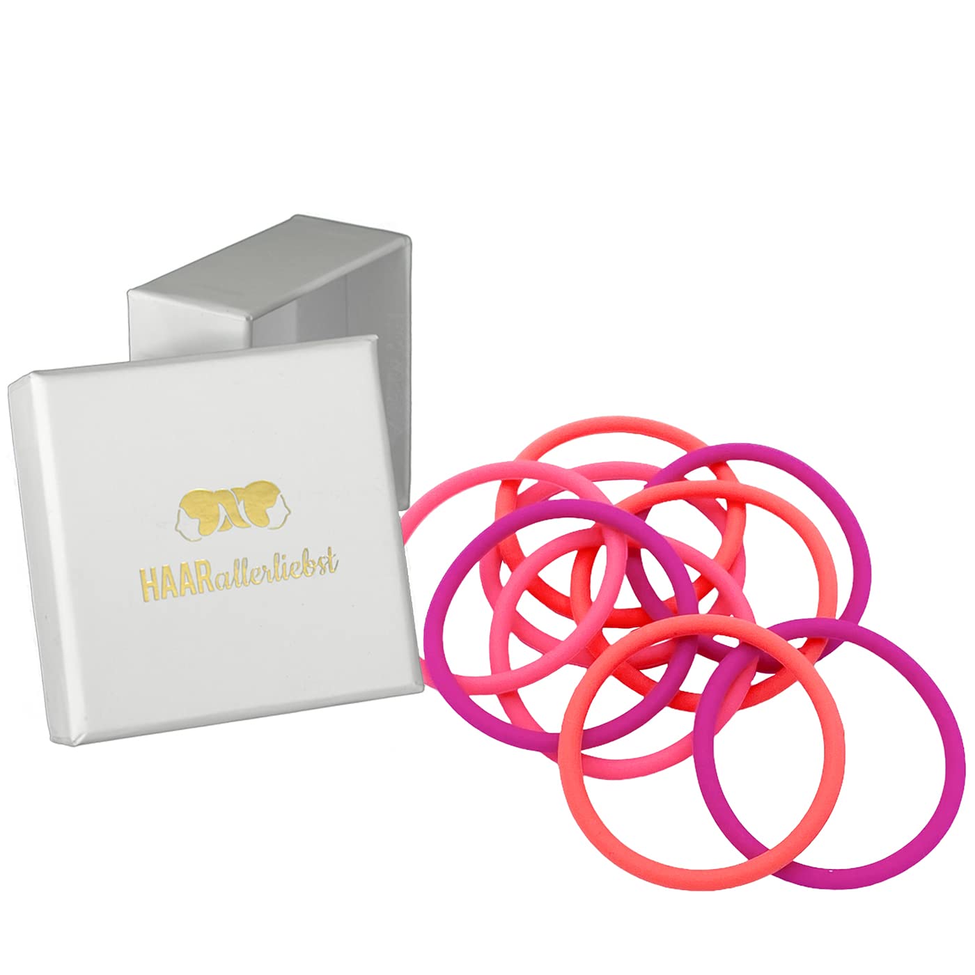 Silikon Haargummis (Pink Coralle Bordeaux | 9 Stück) extra starker Halt - HAARallerliebst