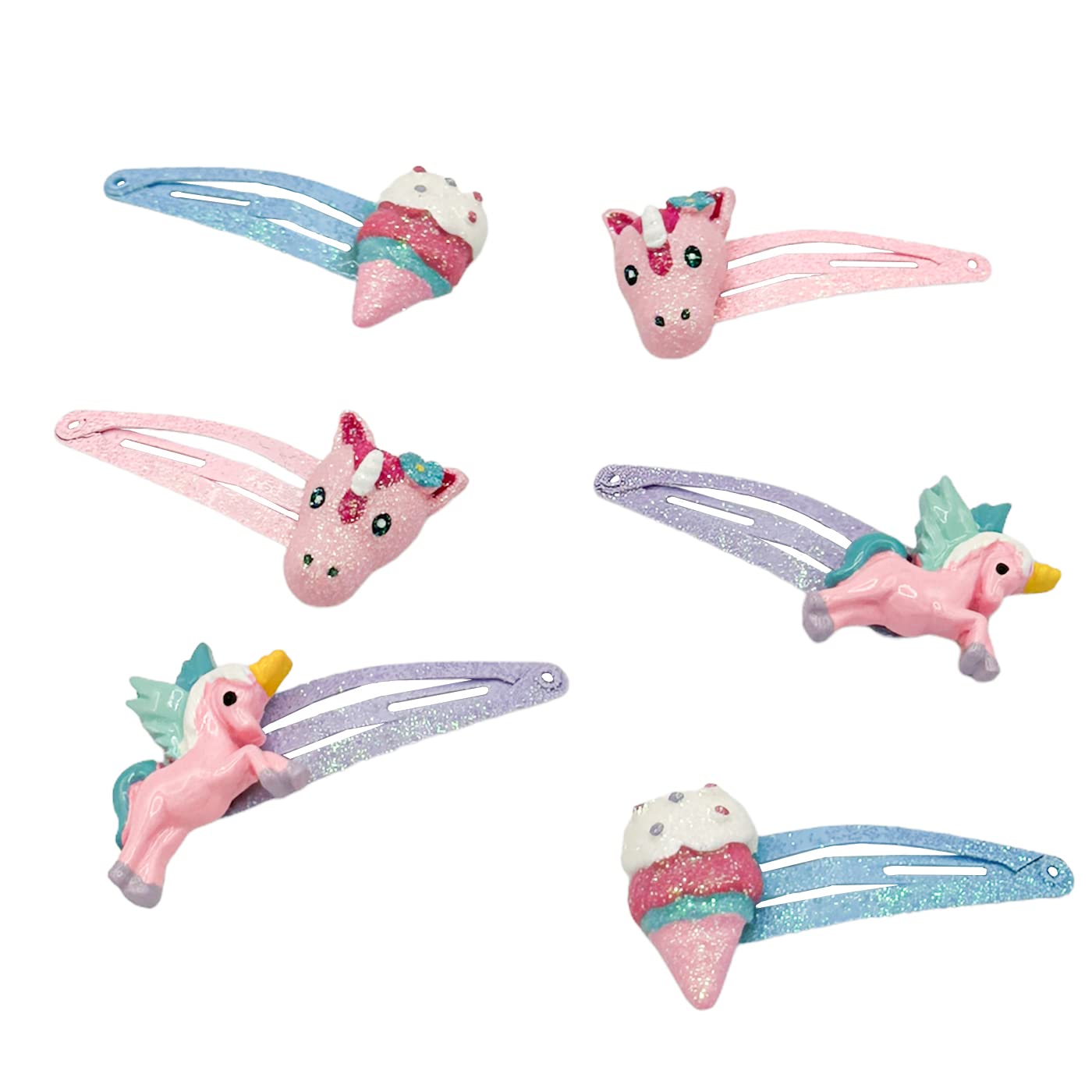 Eis und Einhorn Haarspange Set (Glitzer | 6 Stück) - HAARallerliebst