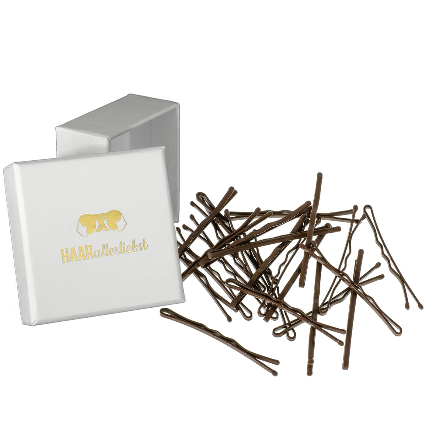 Bobby Pins MORE GRIP (braun | 24 Stück | 5cm | Anti Rutsch Beschichtung) - HAARallerliebst