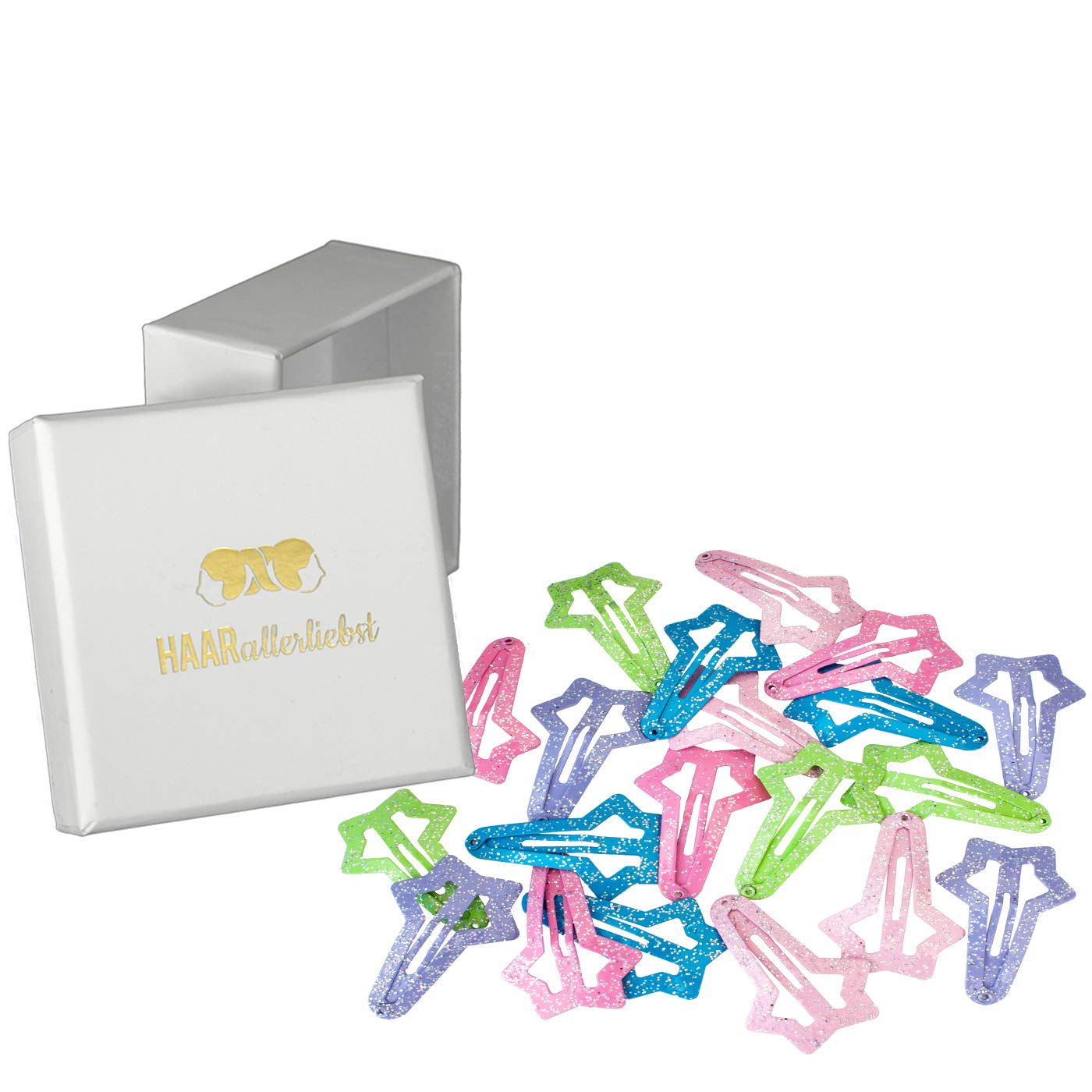 Glitzernde Sterne Haarspangen (20 Stück | 48mm) - HAARallerliebst
