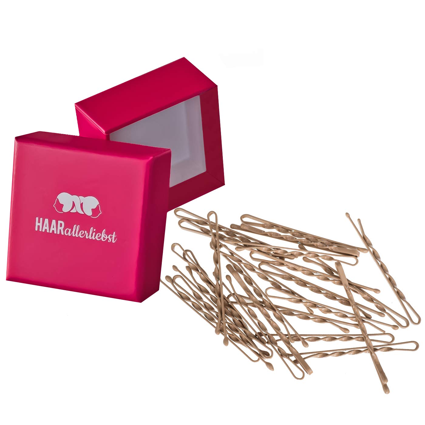 Bobby Pins gedreht (24 Stück | 5cm | (beige, gold, roségold, silber) für ultimativen Halt beige pinke Box- HAARallerliebst